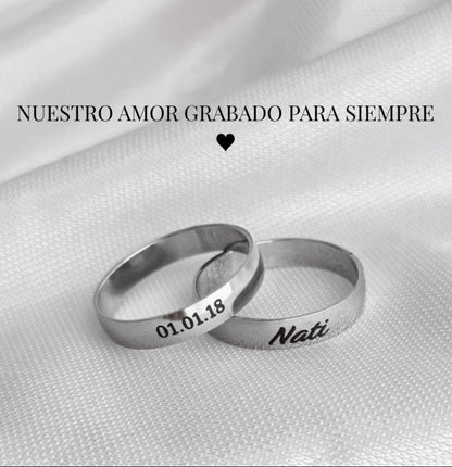 “Nuestra Promesa” Anillos personalizados + box de regalo