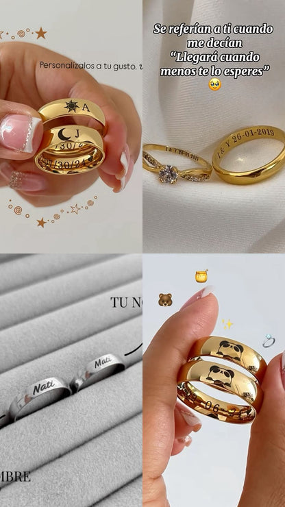 “Nuestra Promesa” Anillos personalizados + box de regalo